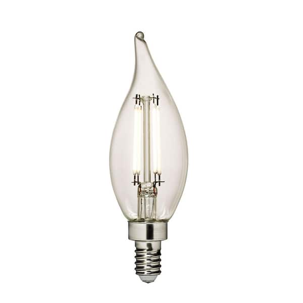 4-Watt Equivalent CA11 Shape E12 Base Bright White (3000K) Dimmable Clear LED Light Bulb (1-Pack)