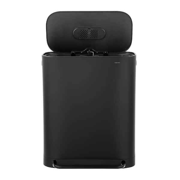 happimess Beni Kitchen Trash/Recycling 16-Gallon Double-Bucket Step-Open  Trash Can, Black