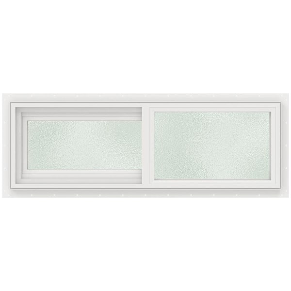V-2500 36 in. x 12 in. White Vinyl Nailfin Sliding Window with Low E, Argon, Screen, and No Grids