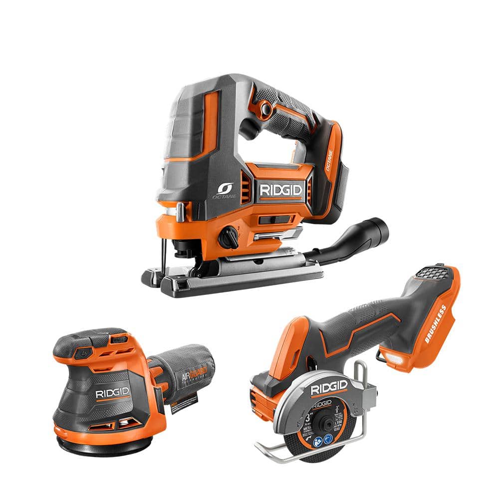 RIDGID 18V Cordless 3-Tool Combo Kit with SubCompact Brushless Multi-Material  Saw, Brushless Jig Saw, and Sander (Tools Only) R87547B-R8832B-R8606B The  Home Depot