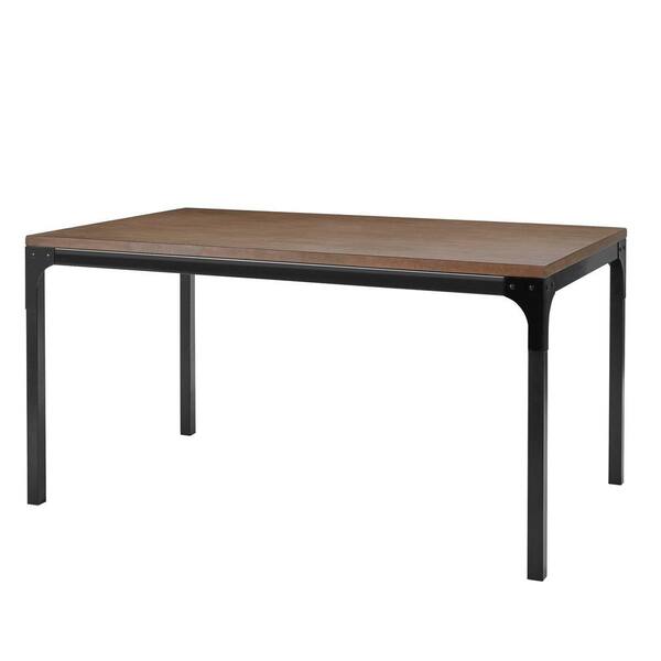 StyleWell Porter Black Metal Rectangular Dining Table 6 with Haze Oak Finish Top (60 in. L x in. H) TB4103 - The Home Depot