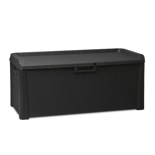 TOOMAX 145 Gal. 58 in. x 28 in. Anthracite Santorini Plus Patio Deck Storage Box Bench