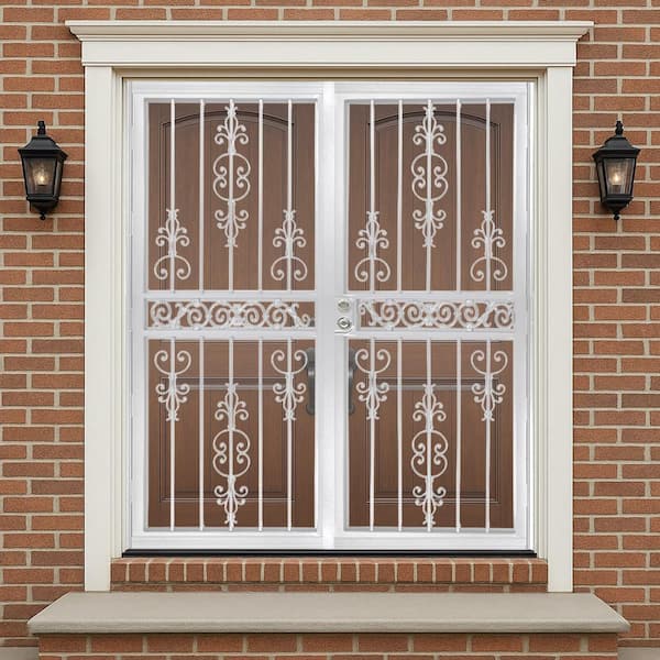 Grisham 72 in. x 80 in. White Spanish Lace Double Door Outswing