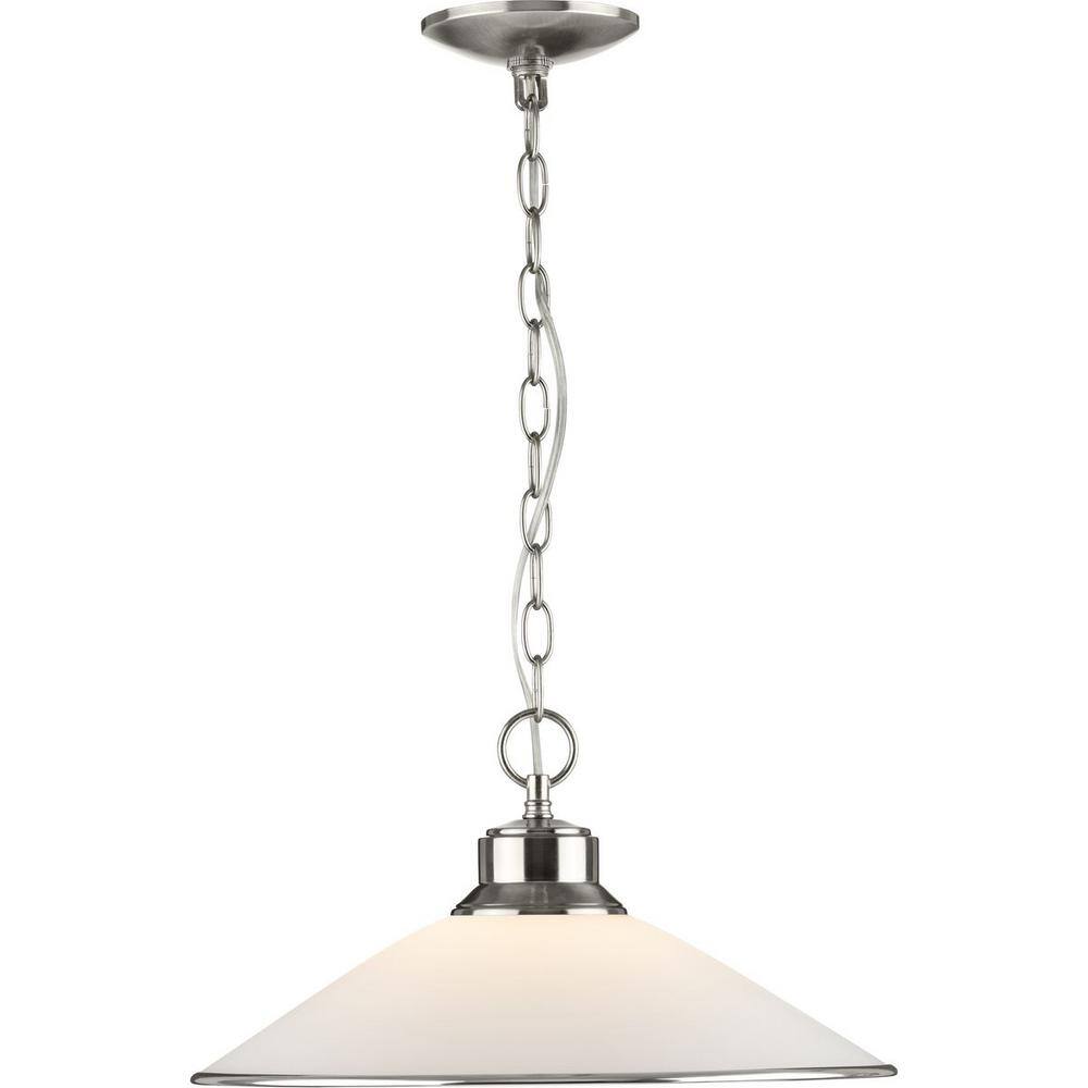 Mini Brushed Nickel Glass Pendant Light with Satin Opal Diffuser