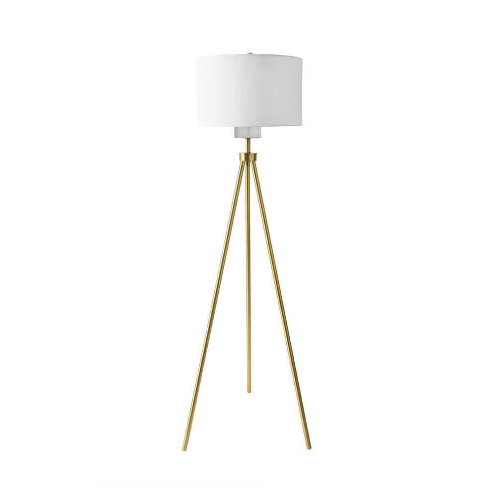Contemporary White Tripod Floor Lamp with Fabric Shade