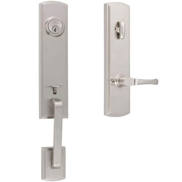 DELANEY HARDWARE Italian Collection Briona Single Cylinder Satin Nickel Door Handleset with Artino Interior Right-Hand