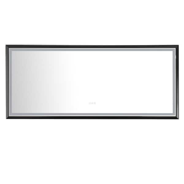 Unbranded 88 in. W x 38 in. H Large Rectangular Framed Anti-Fog LED Light Wall Mounted Bathroom Vanity Mirror White