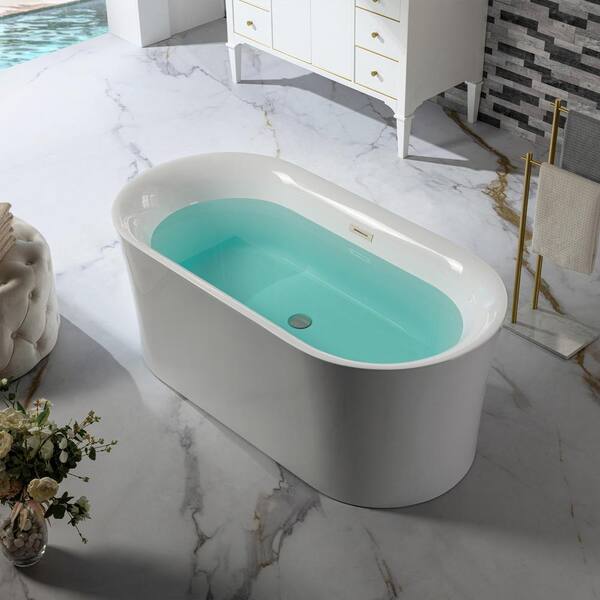 Vienna 66 in. Acrylic Freestanding Double Ended Soaking Bathtub with Drain and Overflow Included in White Vienna 66 in. Acrylic Freestanding Double Ended Soaking Bathtub with Drain and Overflow Included in White