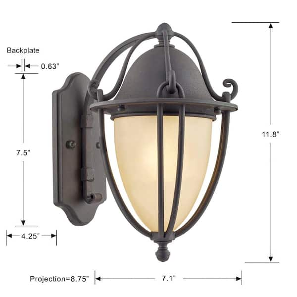 Portage 11.8 in. H 1-Light Natural Bronze Outdoor Wall Lantern Sconce