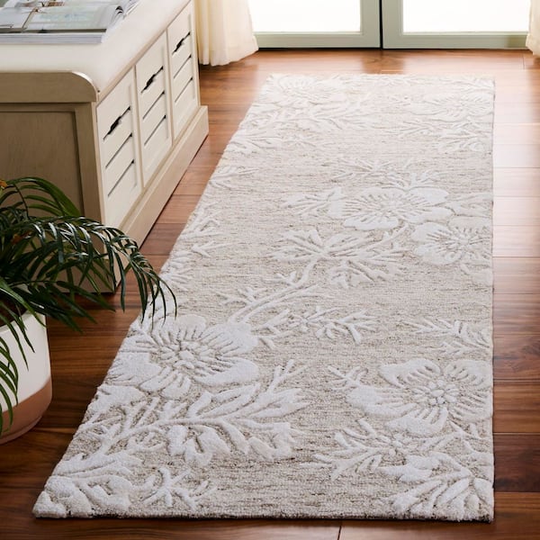 Glamour 2 ft. x 8 ft. Brown/Ivory Ornate Floral Runner Rug