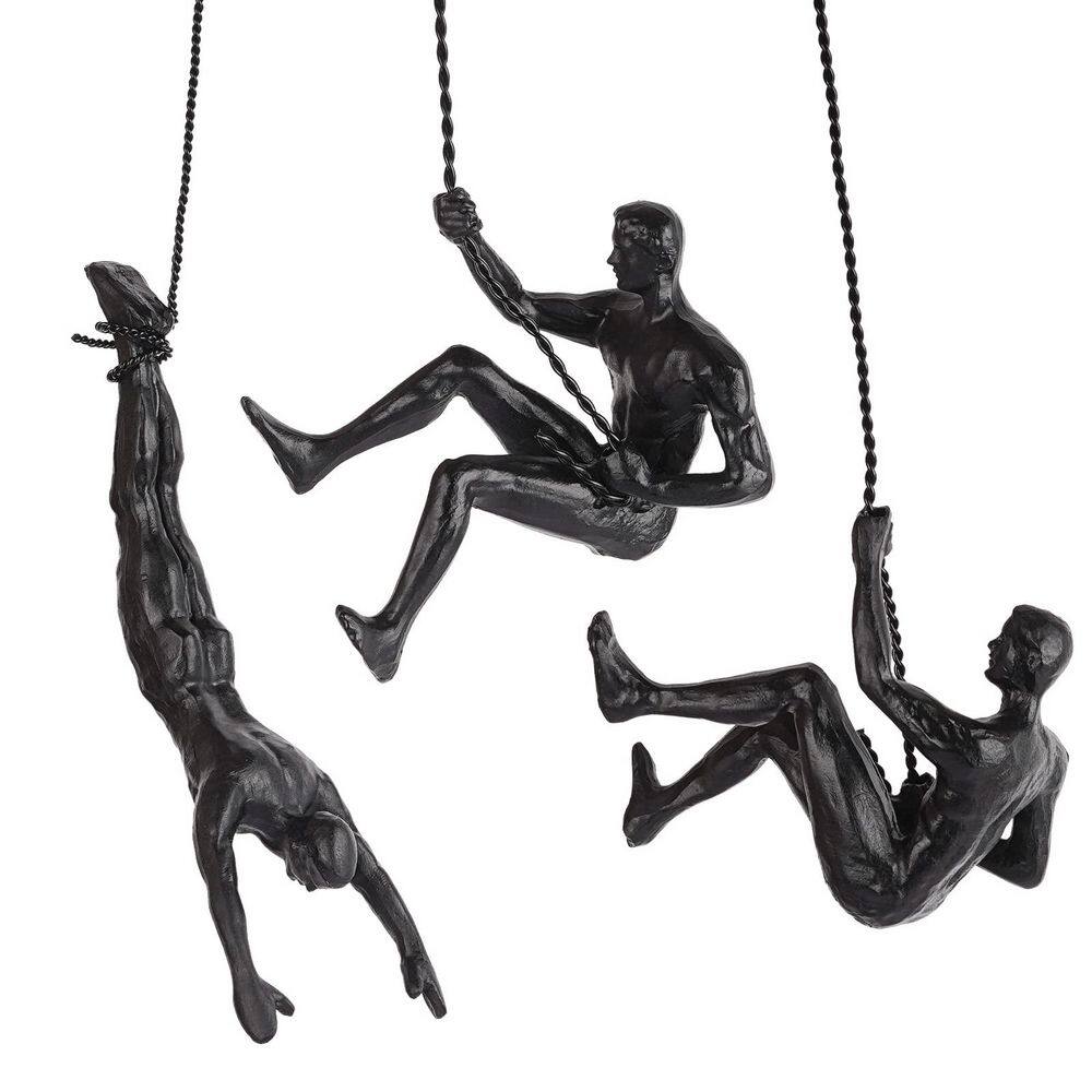 3-Pack Nordic Modern Simplicity Wall Sculptures 8.07 in. x 2.56 in. Black C