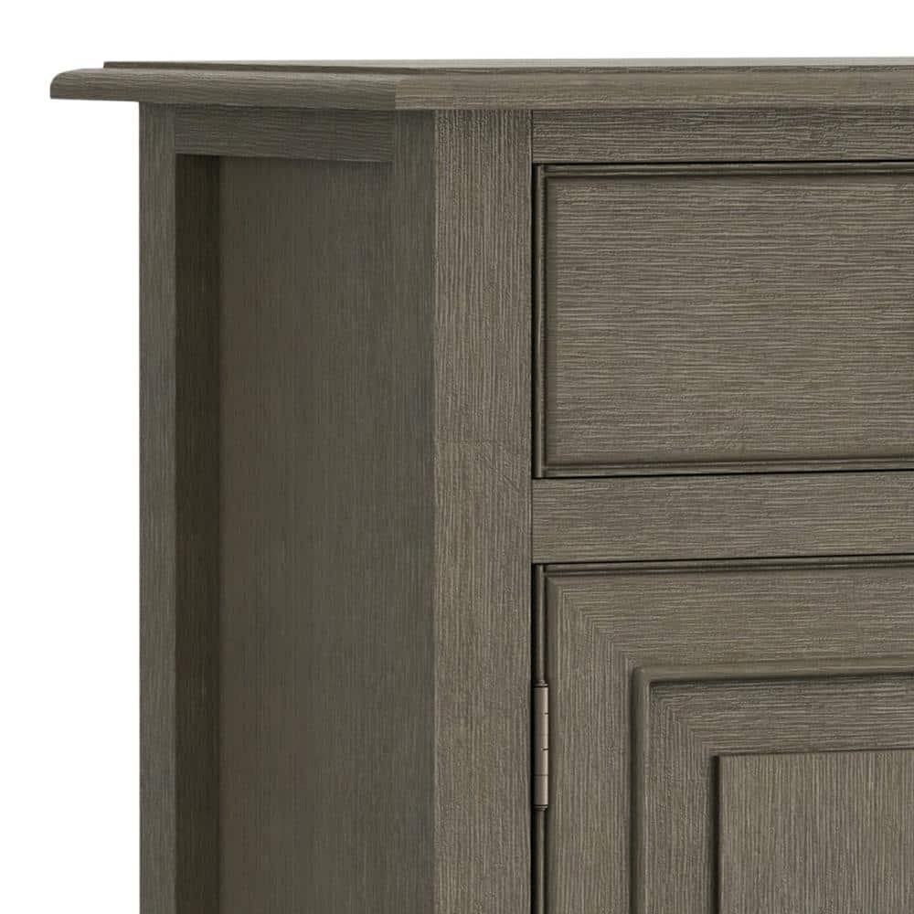 Farmhouse Grey Solid Wood Entryway Storage Cabinet with Adjustable Shelving