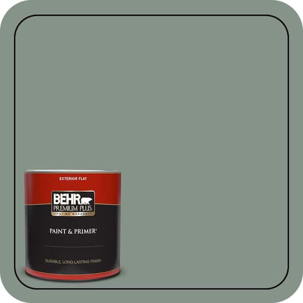 BEHR PREMIUM PLUS 1 qt. #460F-4 Wethersfield Moss Flat Exterior Paint & Primer