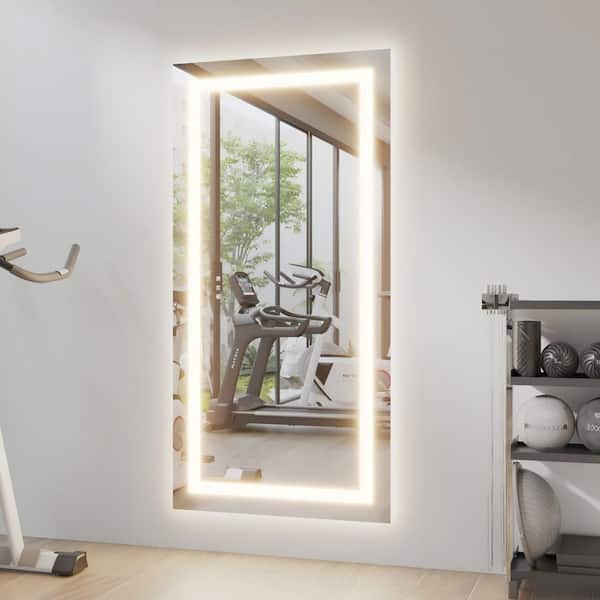 30 in. W x 60 in. H Rectangle Wall-mounted Full-length Mirror, LED Light Dresser Mirror Full Body Mirror