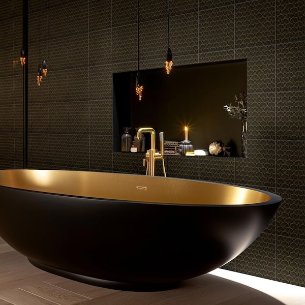 Art Deco Mahattan Black 11-3/4 in. x 11-3/4 in. Porcelain Floor and Wall Tile (12.74 sq. ft./Case)