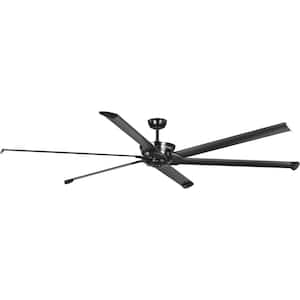 Huff 96 in. Indoor/Outdoor Black Urban Industrial Ceiling Fan with Remote Included for Living Room and Bedroom
