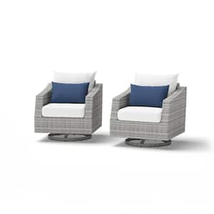 Cannes All-Weather Wicker Motion Patio Lounge Chair with Sunbrella Bliss Ink Cushions (2-Pack)