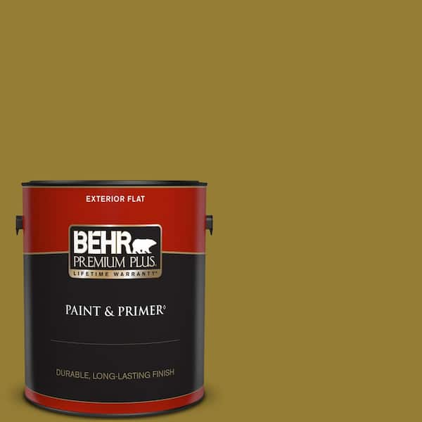 BEHR PREMIUM PLUS 1 gal. #M320-7 Thai Curry Flat Exterior Paint & Primer