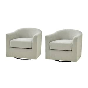 Catalina Grey Contemporary Upholstered Swivel Barrel Chair Set of 2