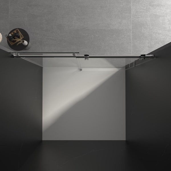 60 in. W x 70 in. H Sliding Frameless Shower Door in Chrome with Clear Double Side Easy Clean Coat Tempered Glass