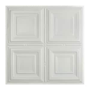 Syracuse 2 ft. x 2 ft. Lay-in Tin Ceiling Tile in Matte White (20 sq. ft. / case of 5)