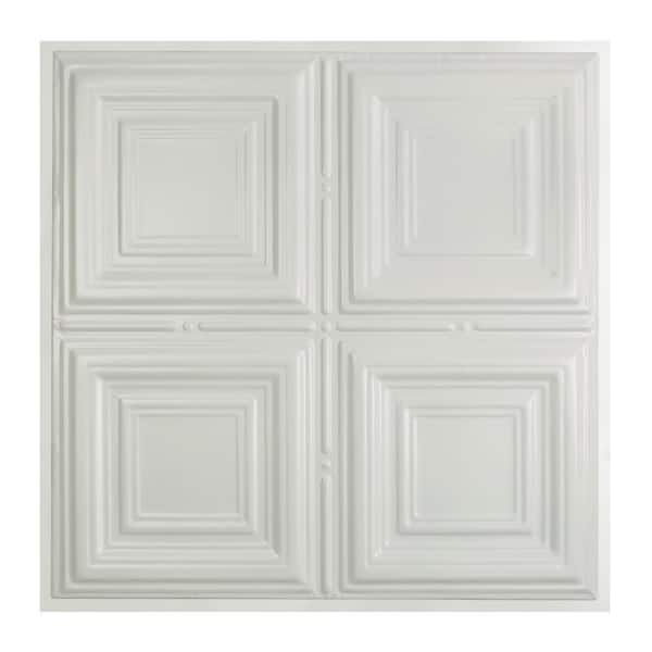 Great Lakes Tin Syracuse 2 ft. x 2 ft. Lay-in Tin Ceiling Tile in Matte White (20 sq. ft. / case of 5)