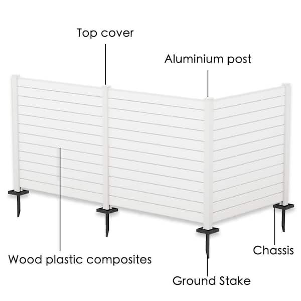 KOZYARD Outdoor Privacy Screen Black Vinyl Fence Panels with Stakes