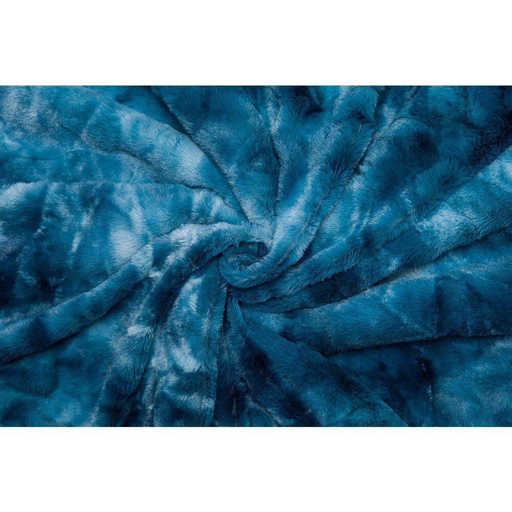 Elegant Minky Blue Faux Fur & Sherpa Reversible Throw Blanket 50" x 65"