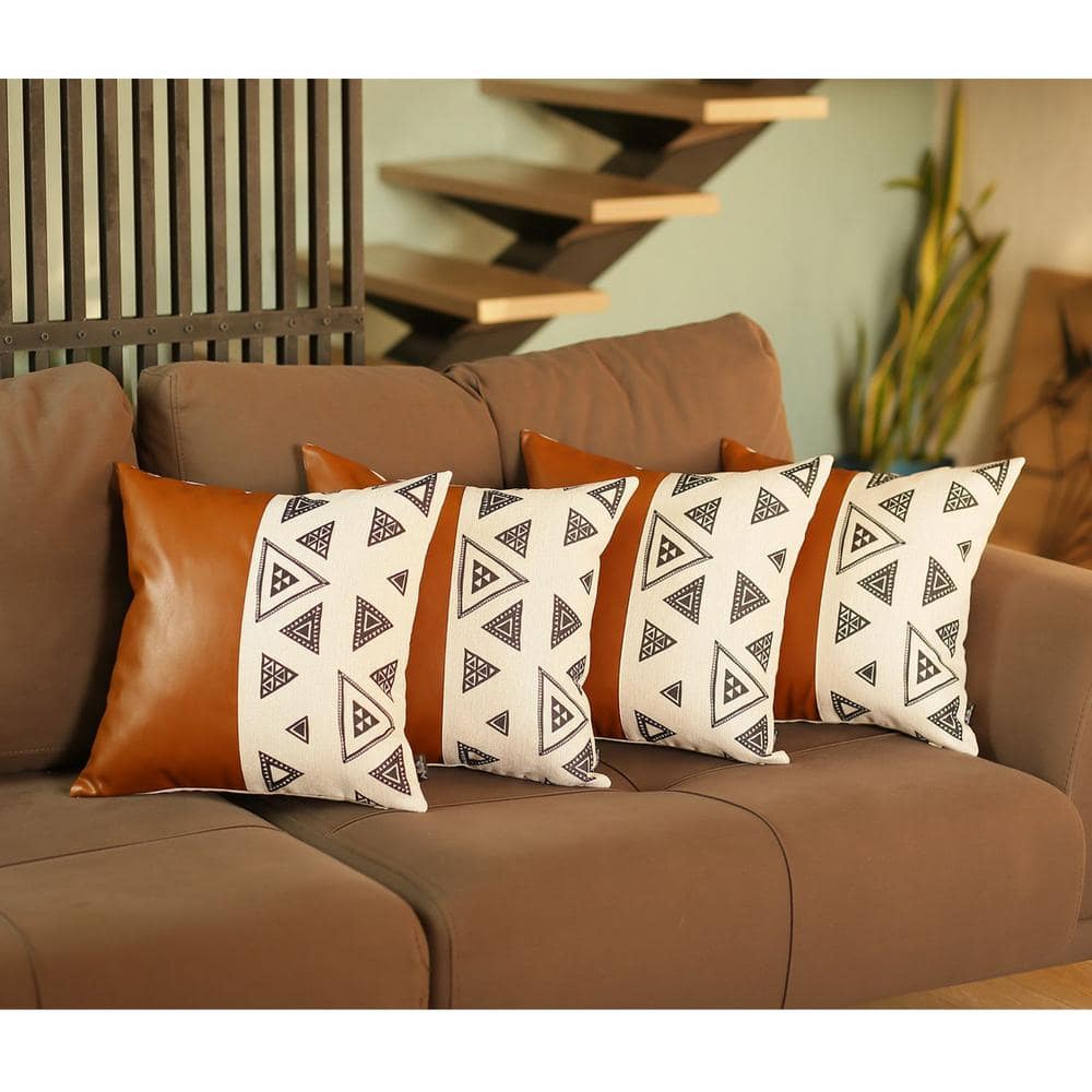 Homeroots Jordan Brown Abstract 17 In. X 17 In. Throw Pillow Cover (Set Of  4) 2000386828 - The Home Depot