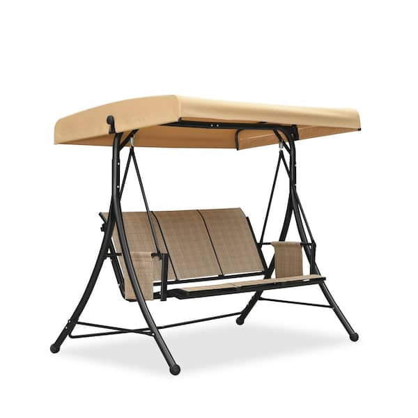 Furinno Tioman 65.55 in. 2-Person Hardwood Teak Oil Patio Swing