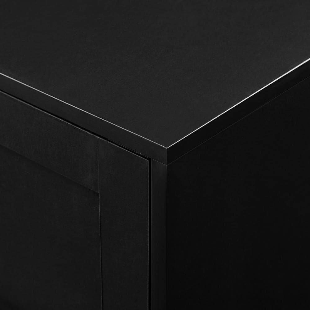 58" Solid Black Wood TV Stand with Cabinet for TVs up to 65 inches