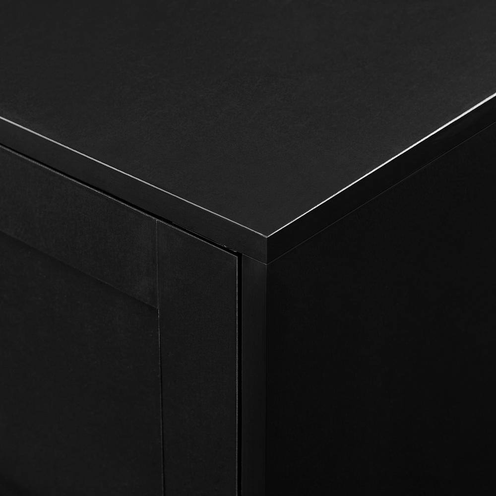 58" Solid Black Wood TV Stand with Cabinet for TVs up to 65 inches