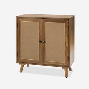 Woodland 2-Door Walnut Contemporary Accent Cabinet with Adjustable Shelf and Solid Wood Legs