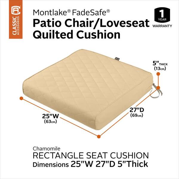 Classic Accessories Montlake FadeSafe 25 in. W x 25 in. D x 5 in. Thick  Grey Outdoor Quilted Lounge Chair Cushion 62-020-GREY-EC - The Home Depot