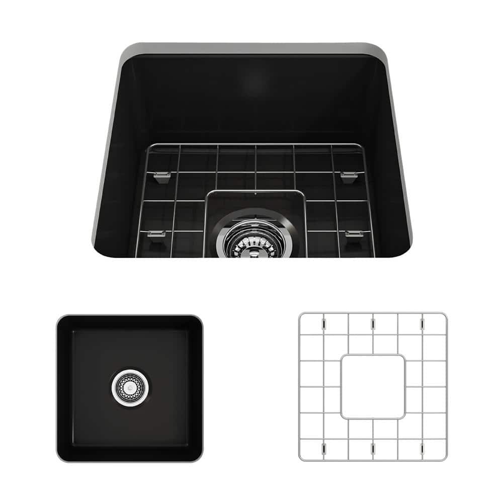 Matte Black Fireclay Single Bowl Drop-in Kitchen Sink