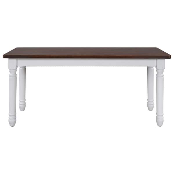 URTR Retro Farmhouse Cherry plus White Kitch Bench 2-Piece Solid Wood Dining Benches Set Small Places (38 H x 16 W x 17.7 D)