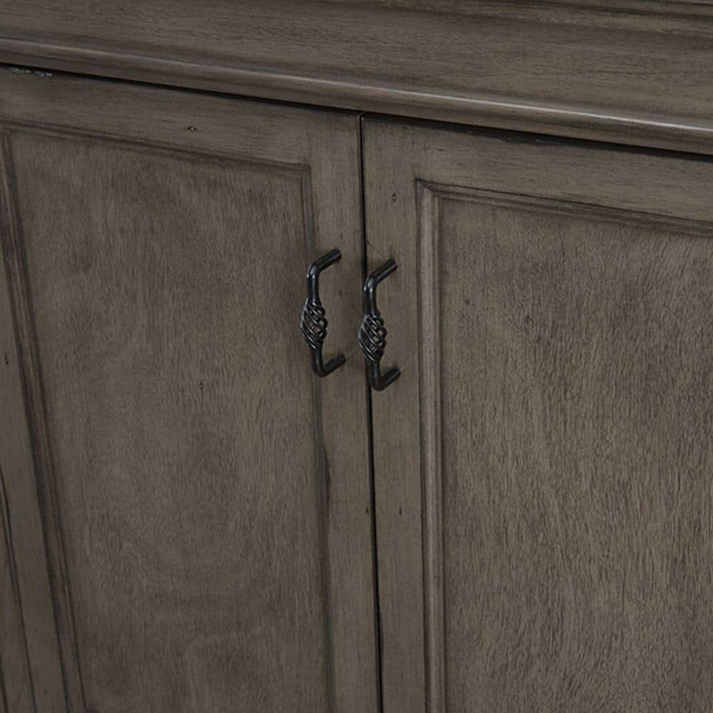 60" Distressed Grey MDF Freestanding Bathroom Vanity with Black Hardware
