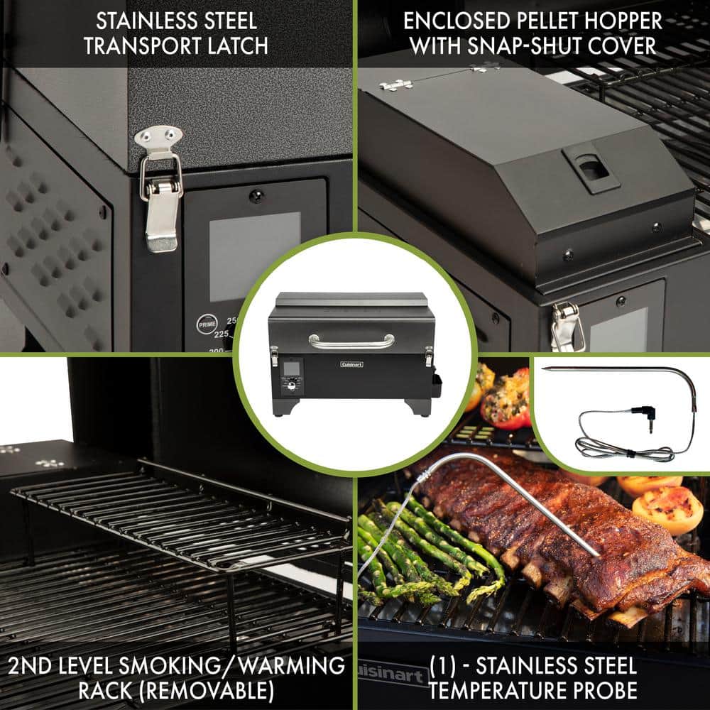 Cuisinart 24.7'' Black Portable Wood Pellet Grill and Smoker
