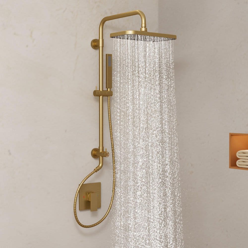 YAWWALK Single Handle 2-Spray Wall Bar Shower Faucet 2.5 GPM with