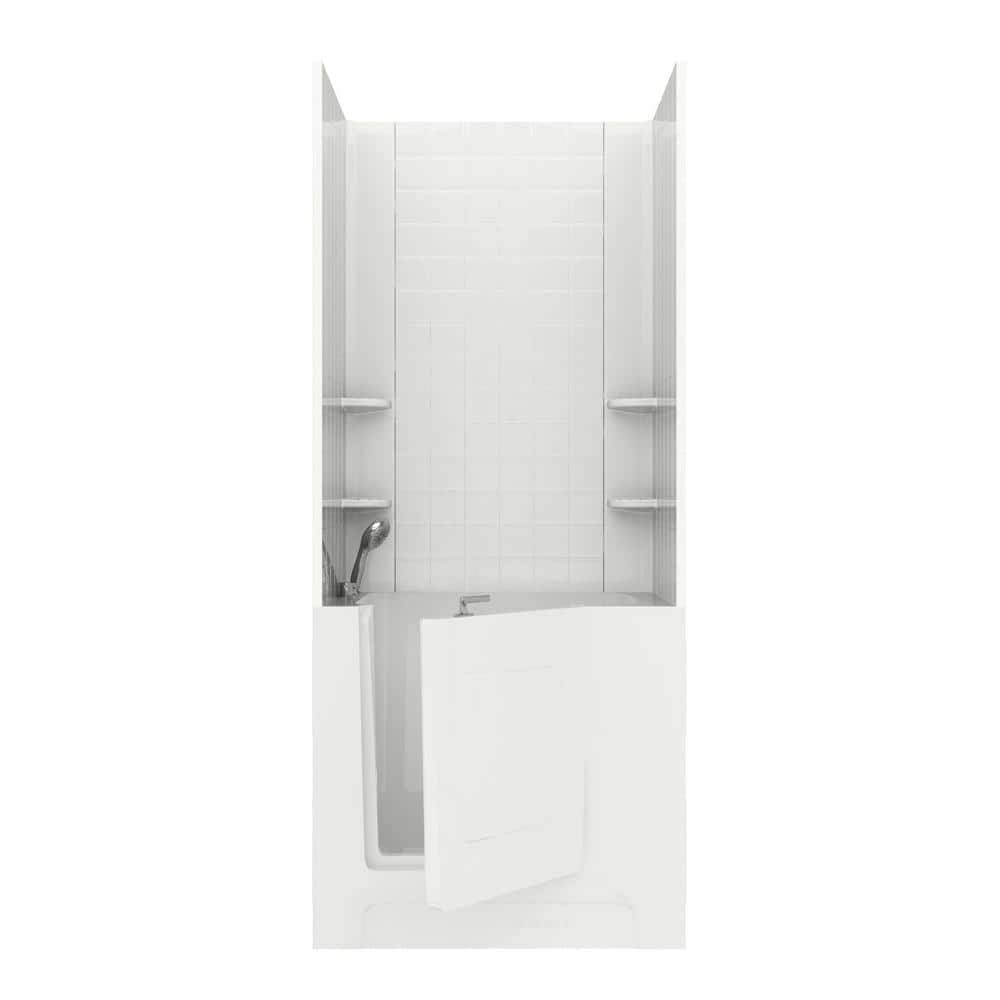 Rampart Nova Heated 3.3 ft. Walk-in Whirlpool and Air Bathtub with 4 in. Tile Easy Up Adhesive Wall Surround in White price history on PriceWatchPro