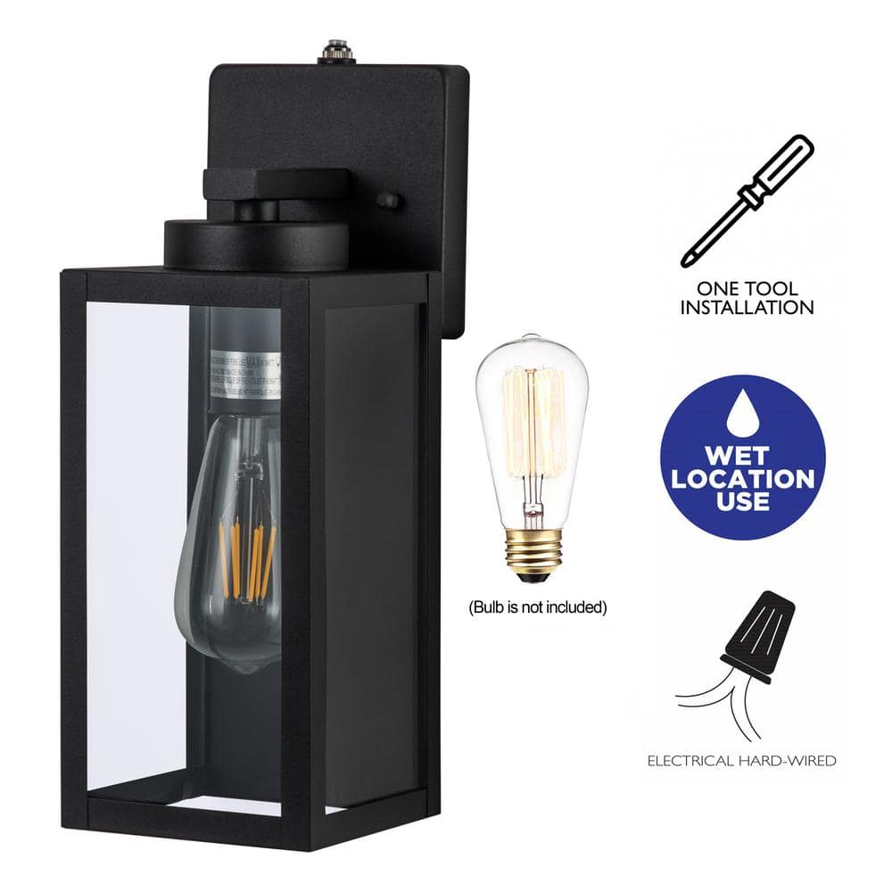 Matte Black Rectangular Outdoor Wall Sconce with Dusk to Dawn Sensor