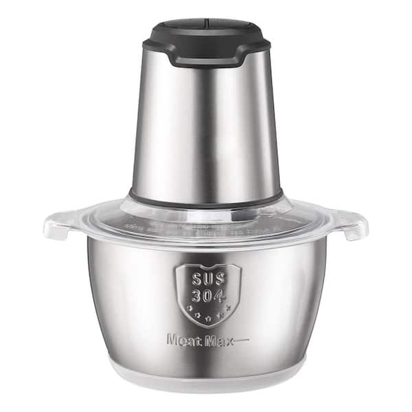 Stainless Steel Electric Food Processor with 4 Blades, 8-Cup Bowl, 2-Speed for Meat, Vegetables, Nuts, 350W