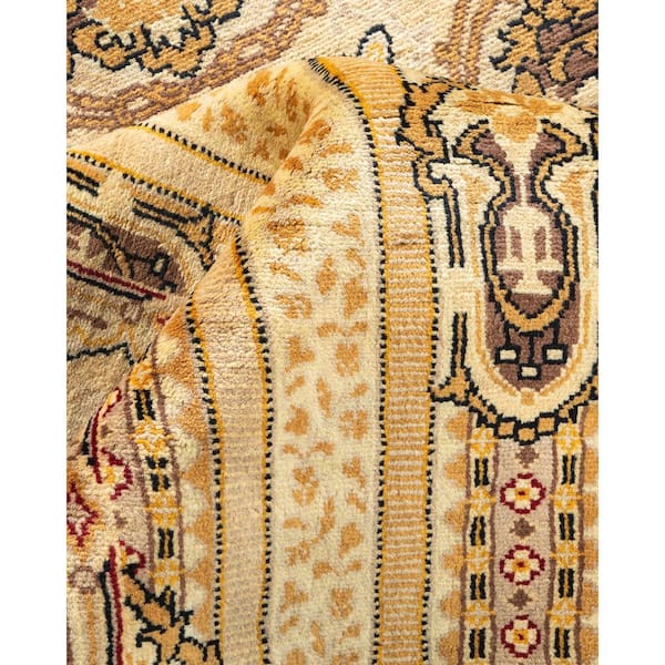 Eclectic  5 ft. x 8 ft. Yellow Oriental Wool Indoor Area Rug