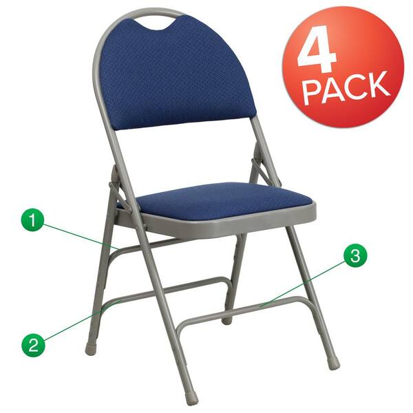 Flash Furniture Gray Standard Folding Chair with Upholstered Seat (Outdoor)