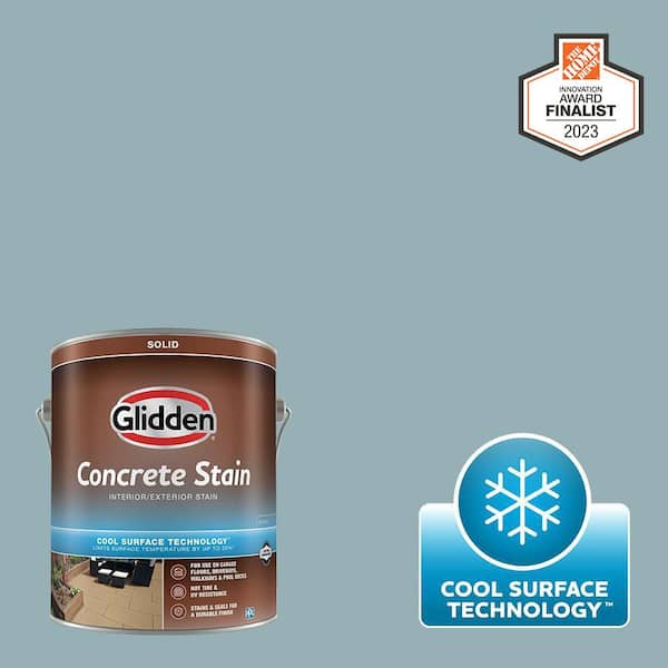 Glidden 1 gal. PPG1149-4 Mountain Stream Solid Interior/Exterior Concrete Stain with Cool Surface Technology