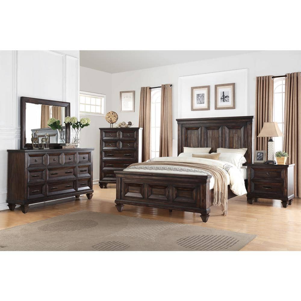 Sevilla Walnut Finish Acacia Wood King Bedroom Set
