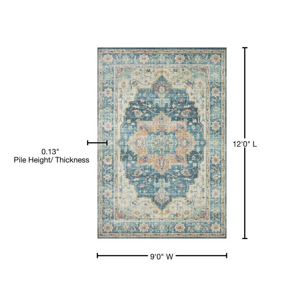 Oceanic Elegance 9' x 12' Reversible Synthetic Rug in Ocean Multi