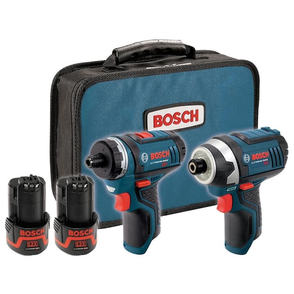 Bosch 12-Volt Lithium-Ion Cordless Pocket Driver/Impact Driver Combo Kit with (2) 2.0Ah Batteries (2-Tool)