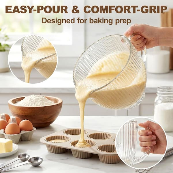 GVODE 2-Piece Glass Clear Mixing Bowl Set with KitchenAid Tilt