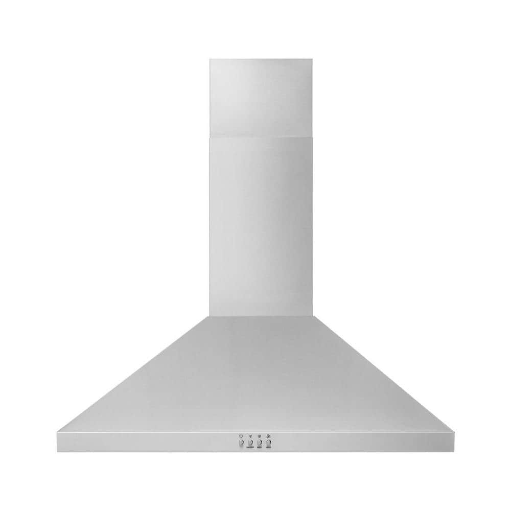 Whirlpool 30 in. 400 CFM Chimney Wall-Mount Range Hood with light in Stainless Steel, Silver